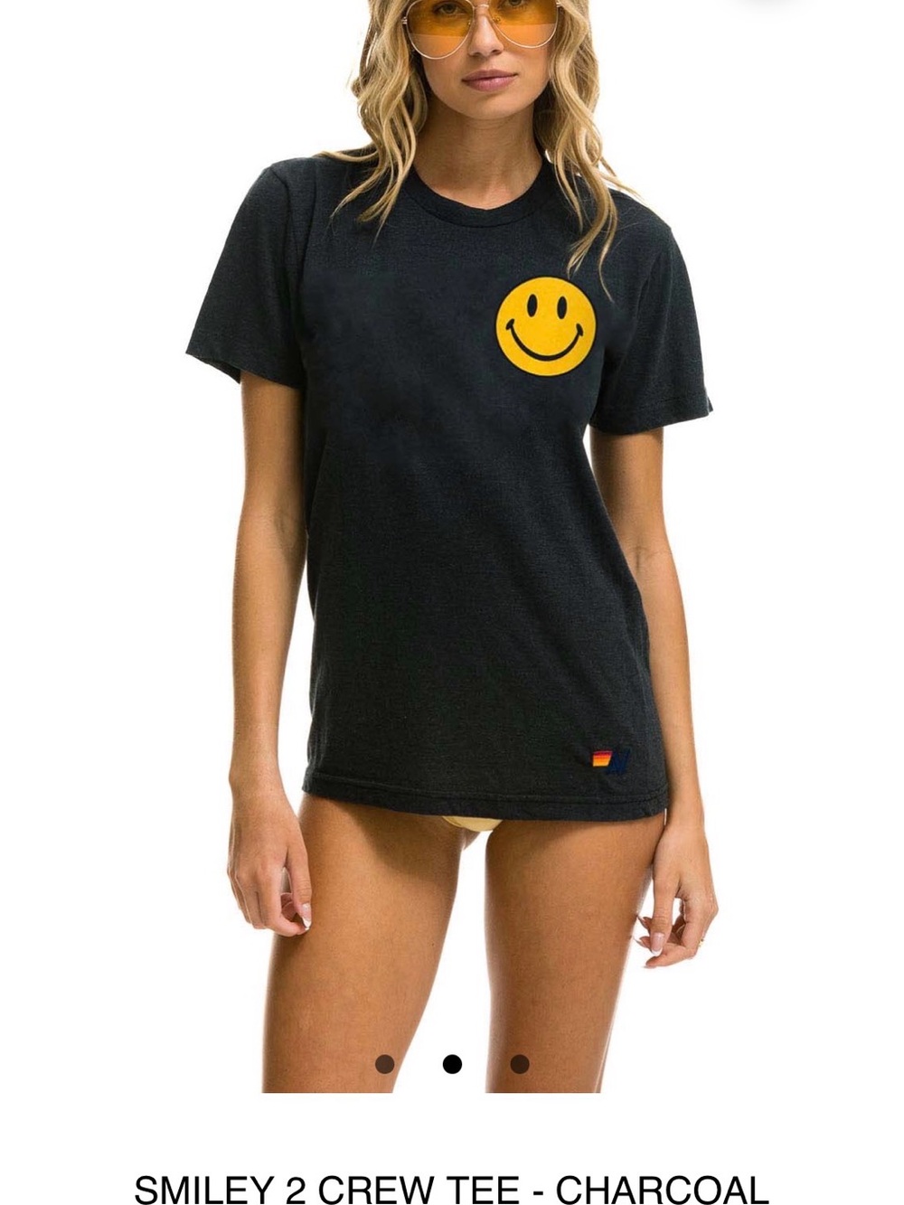 Aviator Nation SMILEY 2 CREW TEE - CHARCOAL Size M